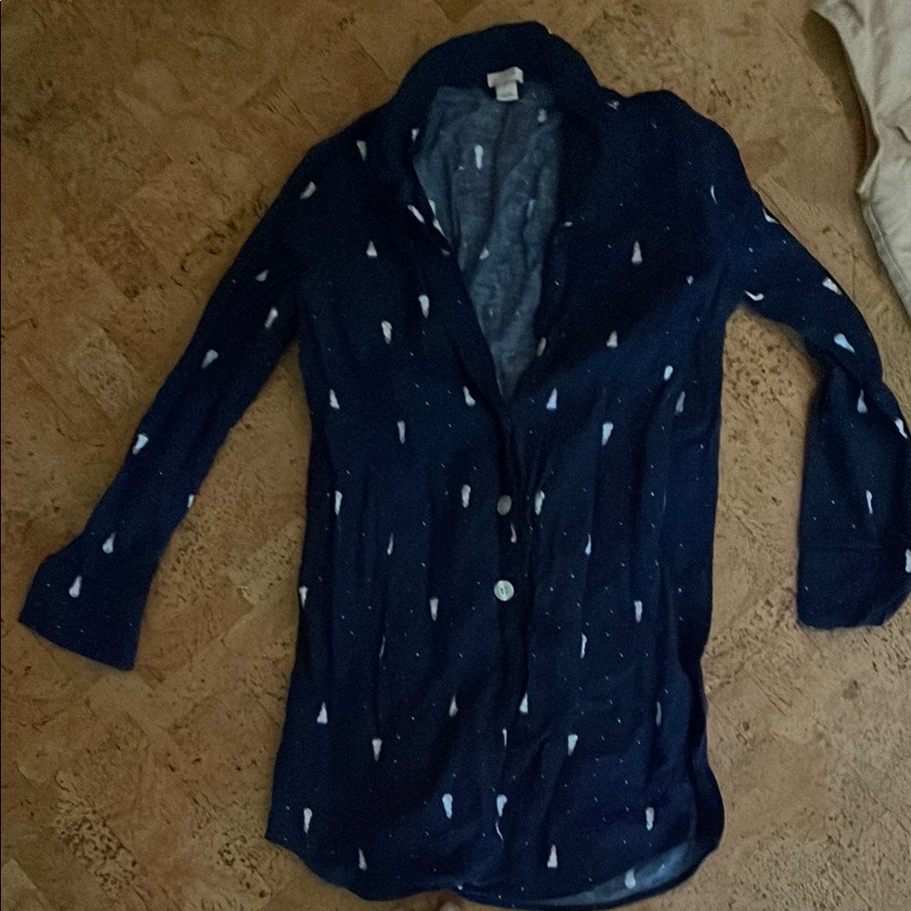 J. Crew Navy Shirt with White Accents